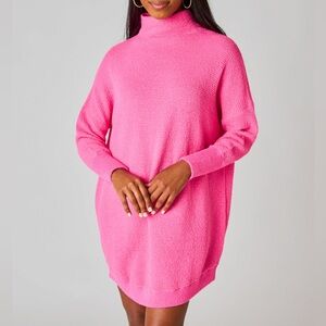 Buddy Love Vibrant Pink Cowl Neck Sweater Dress